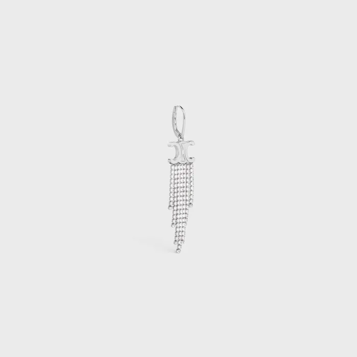 Triomphe Fringe Earring In Brass With Rhodium Finish And Strass Crystal Men CELINE EARRINGS Triomphe Fringe Earring In Brass With Rhodium Finish And Strass Crystal Men CELINE EARRINGS