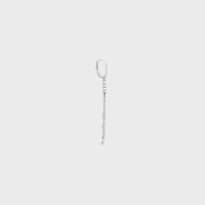 Triomphe Fringe Earring In Brass With Rhodium Finish And Strass Crystal Men CELINE EARRINGS Triomphe Fringe Earring In Brass With Rhodium Finish And Strass Crystal Men CELINE EARRINGS