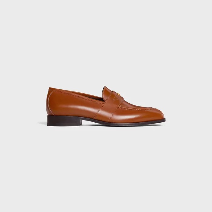 Triomphe Loafer Celine Malaquais In Polished Bullskin Tan Women CELINE LOAFERS AND FLATS