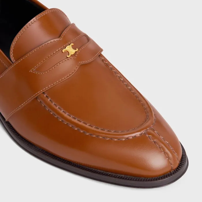 Triomphe Loafer Celine Malaquais In Polished Bullskin Tan Women CELINE LOAFERS AND FLATS