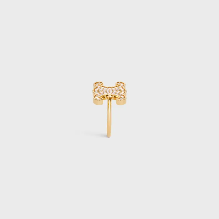 Triomphe Rhinestone Ring In Brass With Gold Finish And Crystals Gold Women CELINE RINGS Triomphe Rhinestone Ring In Brass With Gold Finish And Crystals Gold Women CELINE RINGS