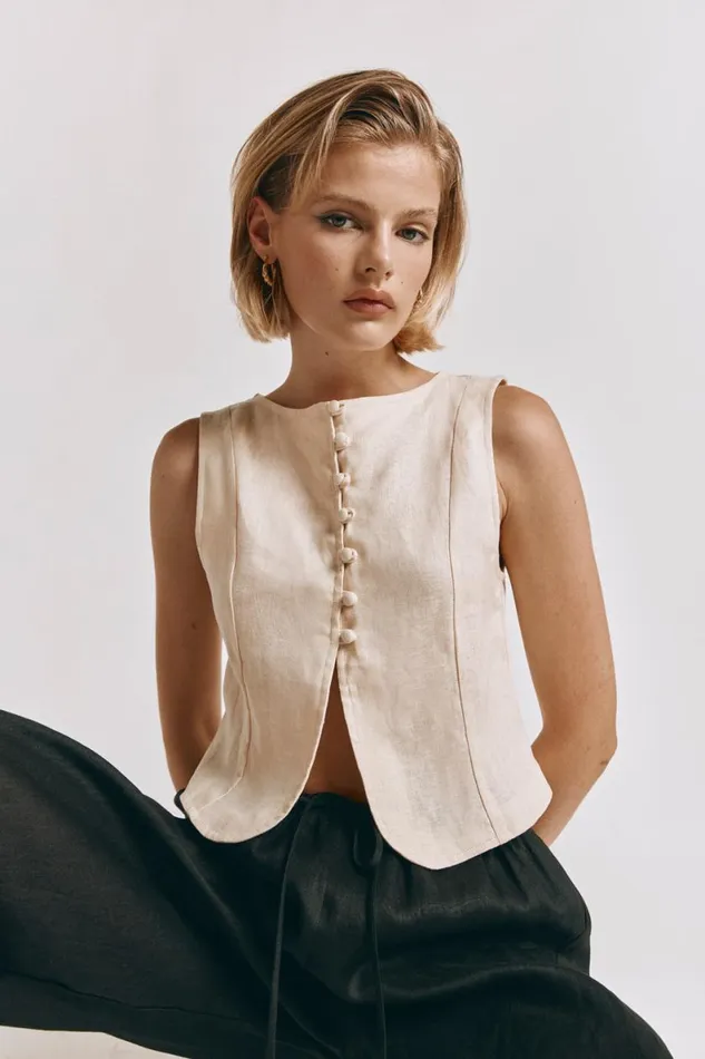 Vests Women VRG GRL Celeste Linen Top Cream
