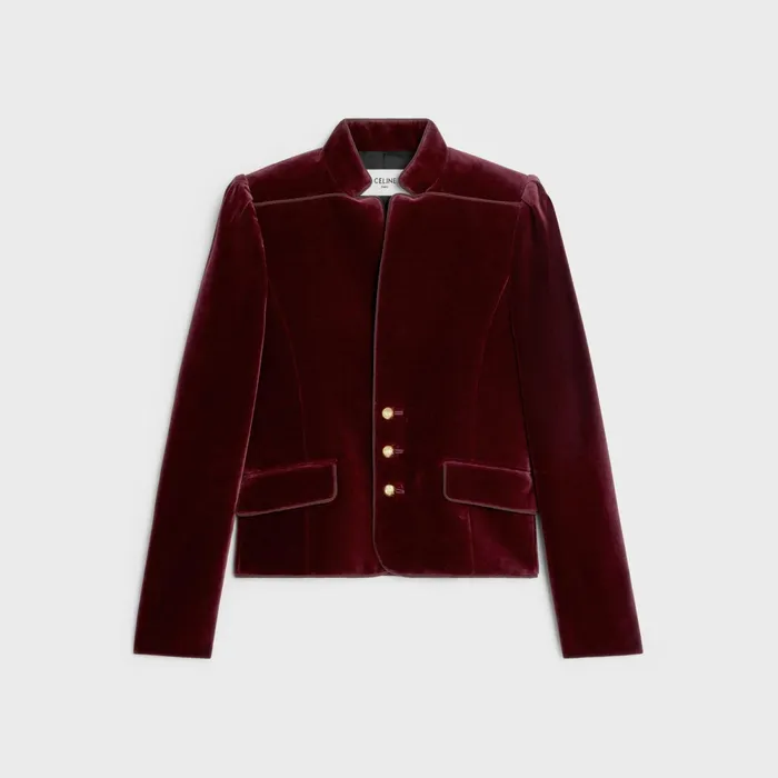 Victorian Jacket In Cotton Velvet Bordeaux Women CELINE JACKETS