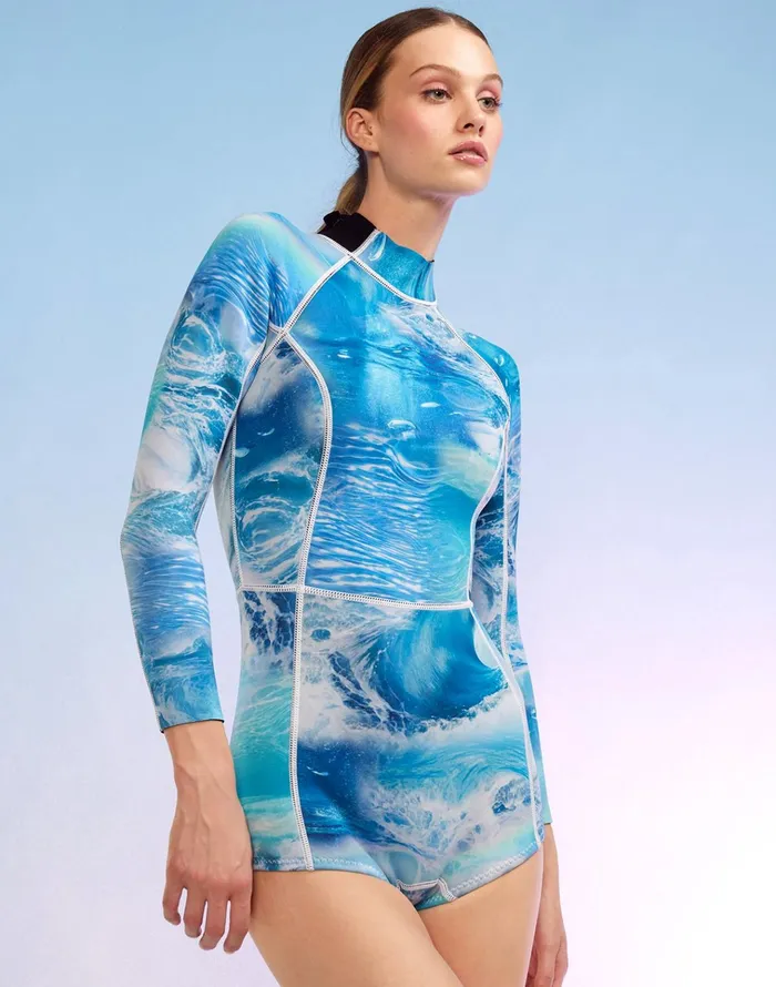 Watercamo Wetsuit 8211 Blue Rainbow Women Cynthia Rowley Surf and Swim