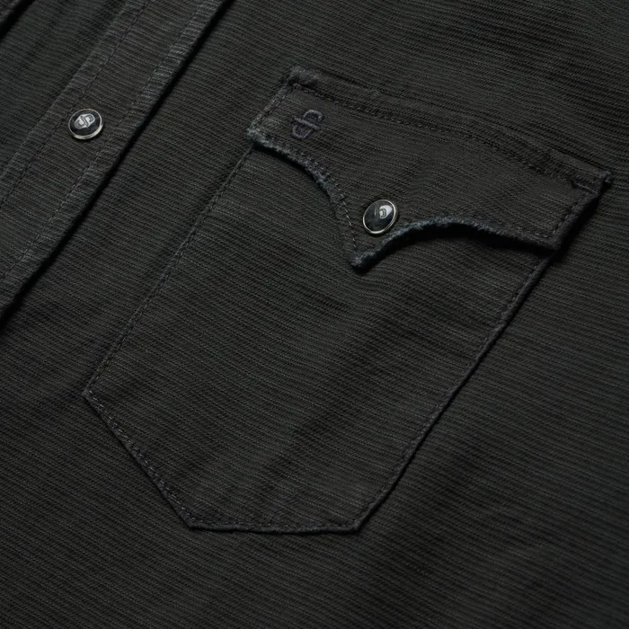 Western Shirts Men Stetson Charcoal Corded Denim Shirt Grey