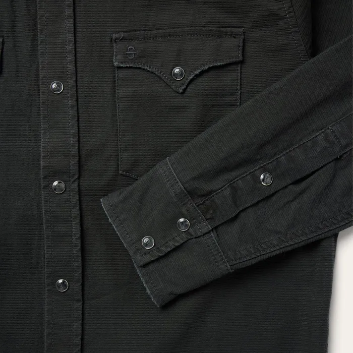 Western Shirts Men Stetson Charcoal Corded Denim Shirt Grey