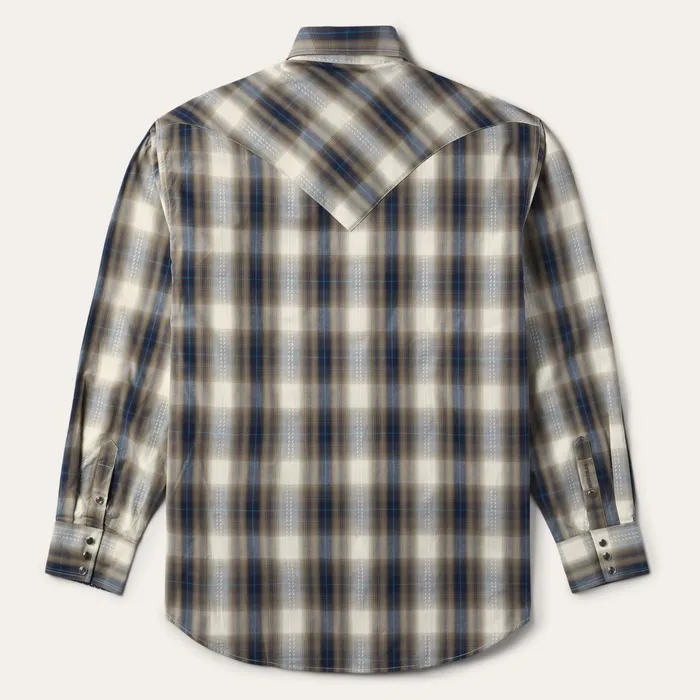 Western Shirts Men Stetson Ranch Plaid Dobby Western Shirt Brown
