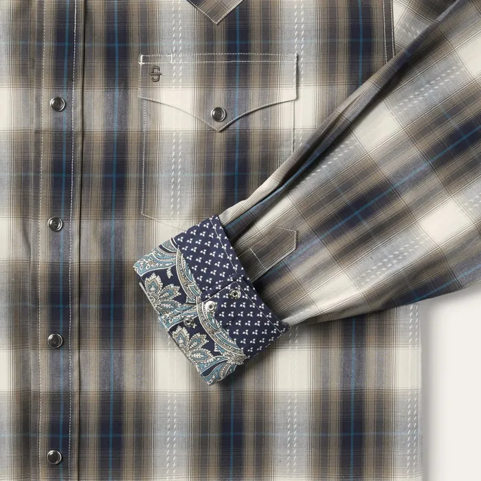 Western Shirts Men Stetson Ranch Plaid Dobby Western Shirt Brown