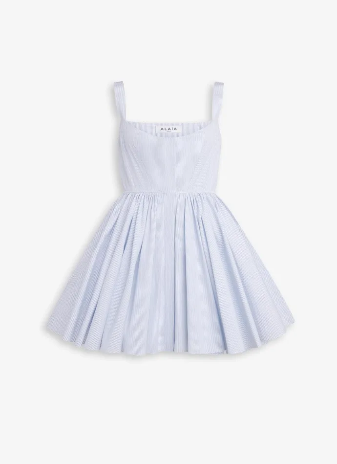 WhiteBlue SKATER DRESS IN STRIPED COTTON POPLIN Women Alaa Dresses