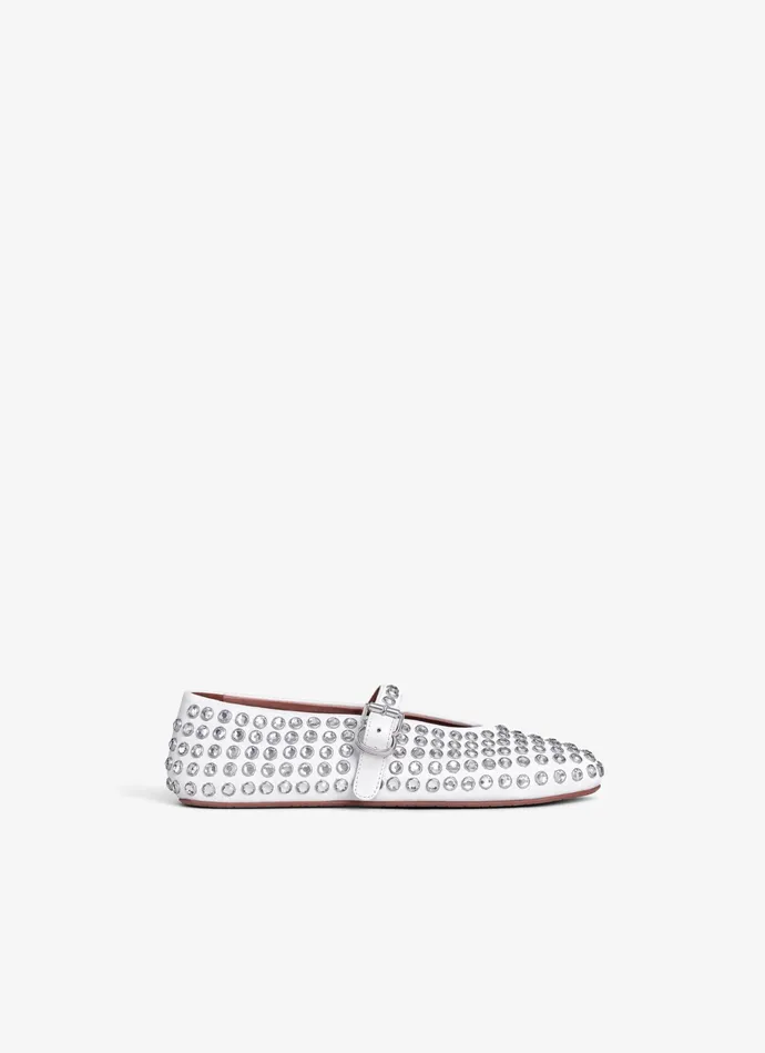 White Strass Lambskin Ballet Flats Women Alaa La Ballerine