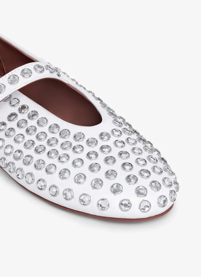 White Strass Lambskin Ballet Flats Women Alaa La Ballerine White Strass Lambskin Ballet Flats Women Alaa La Ballerine