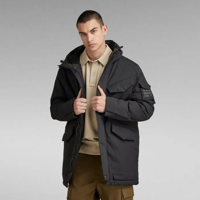 Winter Coats Men GStar RAW Vodan Padded Hooded Parka Dark Black