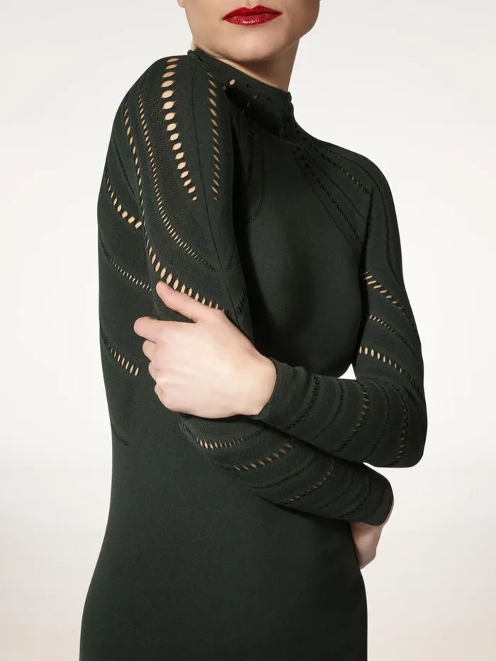 Wolford Holes Effect Dress Deep Green Women Dresses and Skirts