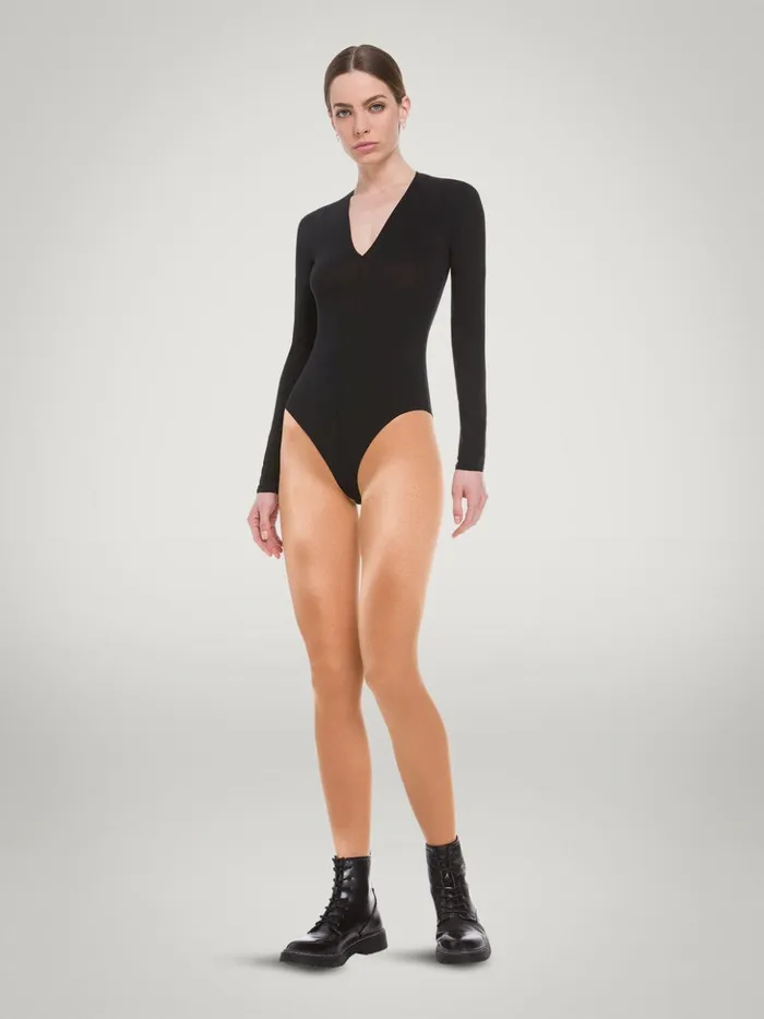Wolford The V Neck Body Black Women Longsleeve Bodies
