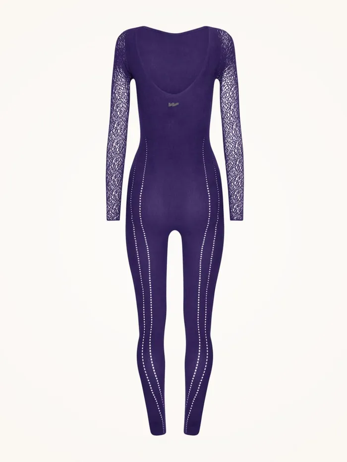 Wolford W Net Jumpsuit Purple Space Women Jumpsuits and Trousers