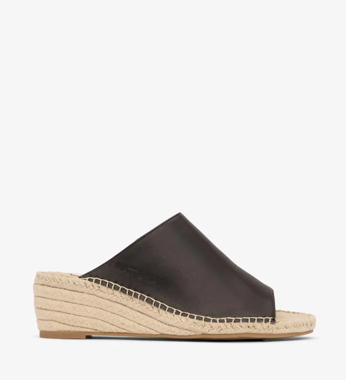 Women Aloe Vegan Low Heel Wedge Shoes Black Matt and Nat Heels