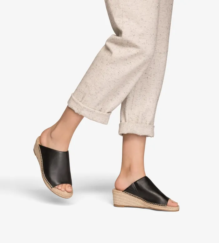 Women Aloe Vegan Low Heel Wedge Shoes Black Matt and Nat Heels