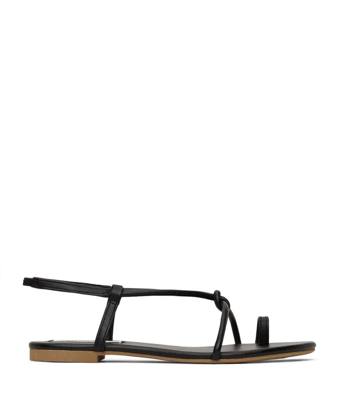 Women Artie Vegan Flat Sandals Black Matt and Nat Sandals