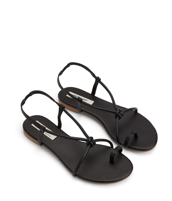Women Artie Vegan Flat Sandals Black Matt and Nat Sandals