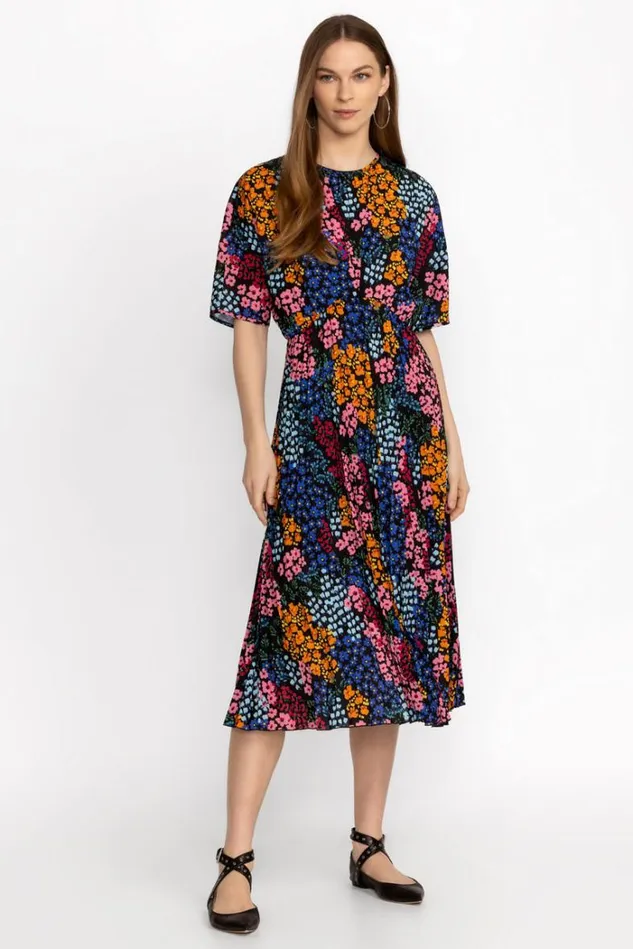 Women ASTRID PLEATED TEA LENGTH DRESS Astrid Johnny Was Dresses