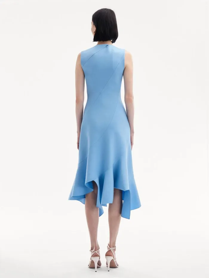 Women Asymmetrical Hem Wool Dress Pastel Blue Oscar De La Renta Dresses Women Asymmetrical Hem Wool Dress Pastel Blue Oscar De La Renta Dresses