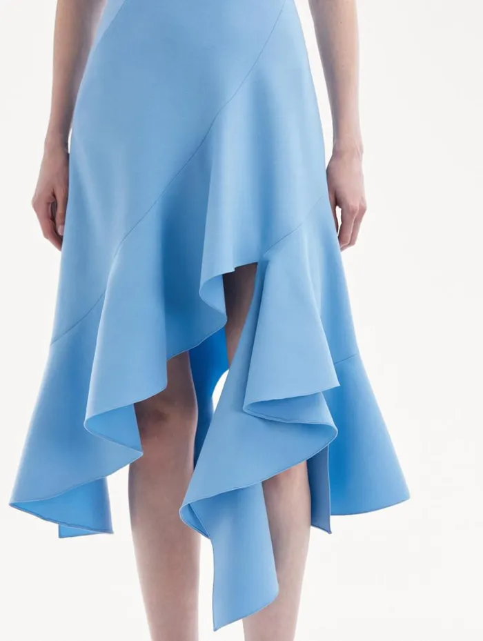 Women Asymmetrical Hem Wool Dress Pastel Blue Oscar De La Renta Dresses Women Asymmetrical Hem Wool Dress Pastel Blue Oscar De La Renta Dresses