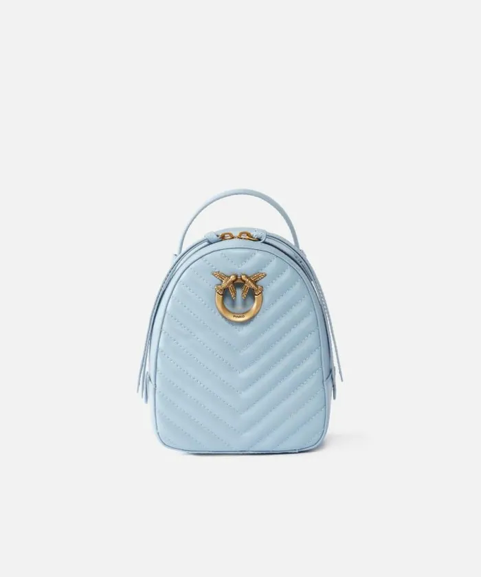Women Backpacks Pinko Love Bag Mini Matelass Leather Backpack Lightblueantique Gold Women Backpacks Pinko Love Bag Mini Matelass Leather Backpack Lightblueantique Gold