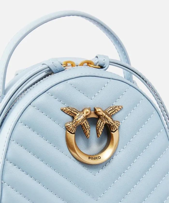 Women Backpacks Pinko Love Bag Mini Matelass Leather Backpack Lightblueantique Gold Women Backpacks Pinko Love Bag Mini Matelass Leather Backpack Lightblueantique Gold