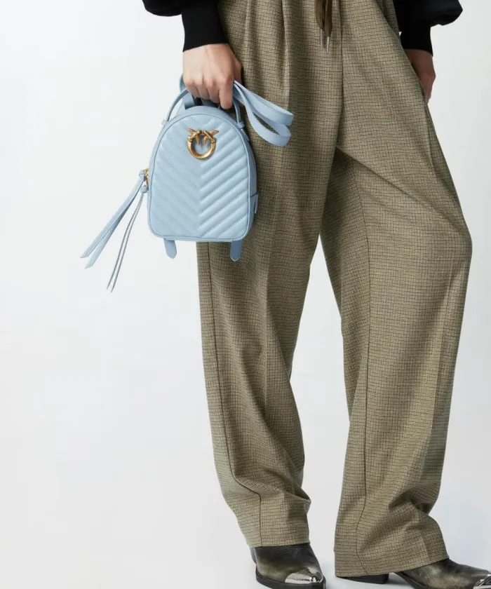 Women Backpacks Pinko Love Bag Mini Matelass Leather Backpack Lightblueantique Gold Women Backpacks Pinko Love Bag Mini Matelass Leather Backpack Lightblueantique Gold