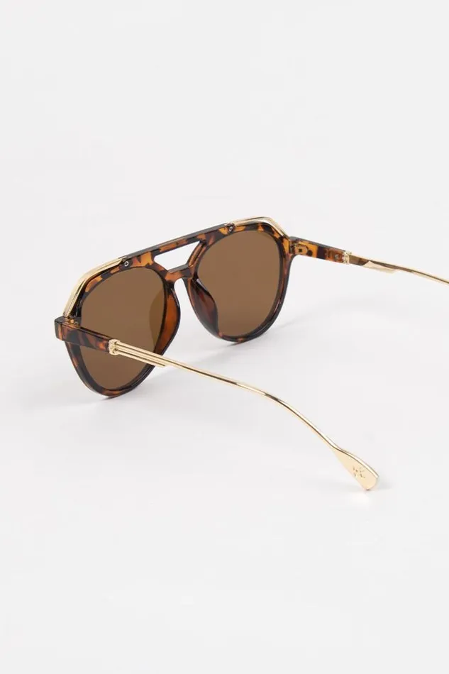 Women Bags Cupshe Pop Metal Frame Sunglasses Brown