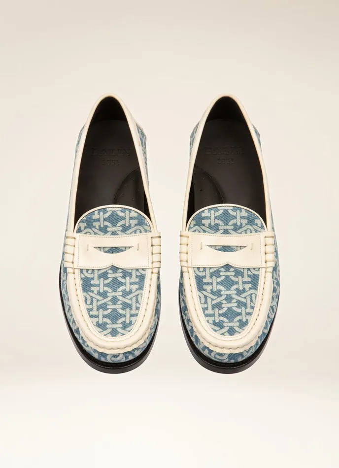 Women Bally Flats and Moccasins Coelo 8211 Organic Cotton Denim Mocassins In Blue