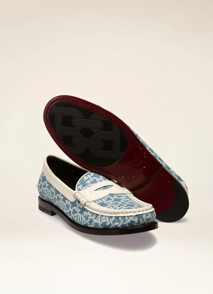 Women Bally Flats and Moccasins Coelo 8211 Organic Cotton Denim Mocassins In Blue