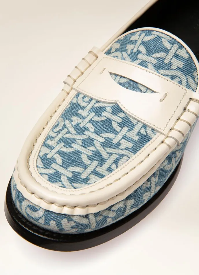 Women Bally Flats and Moccasins Coelo 8211 Organic Cotton Denim Mocassins In Blue