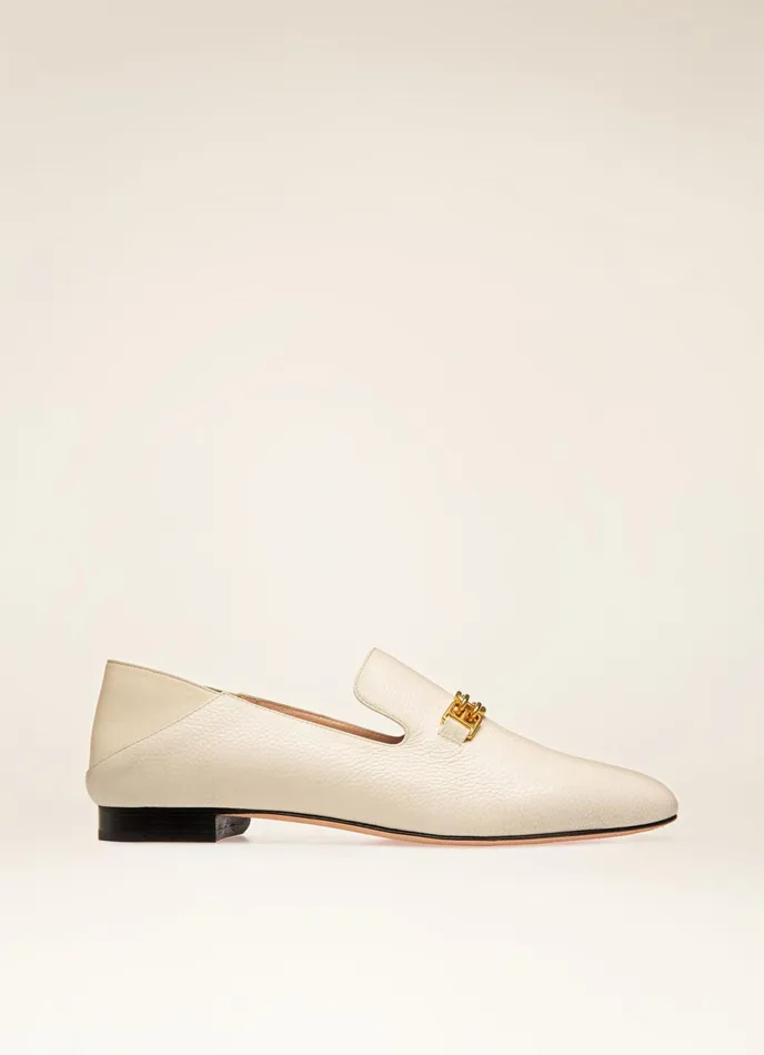 Women Bally Flats and Moccasins Darcie 8211 Leather Loafers In Bone