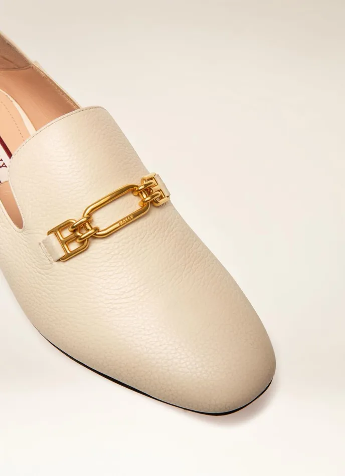 Women Bally Flats and Moccasins Darcie 8211 Leather Loafers In Bone