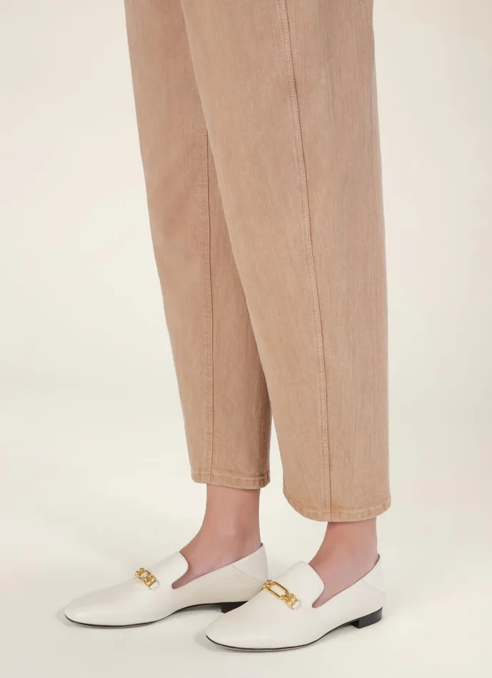 Women Bally Flats and Moccasins Darcie 8211 Leather Loafers In Bone