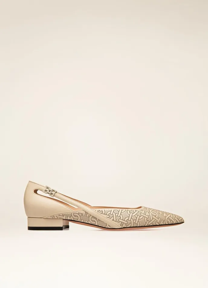 Women Bally Flats and Moccasins Elsa Flat 8211 Leather Flat Pumps In Bone