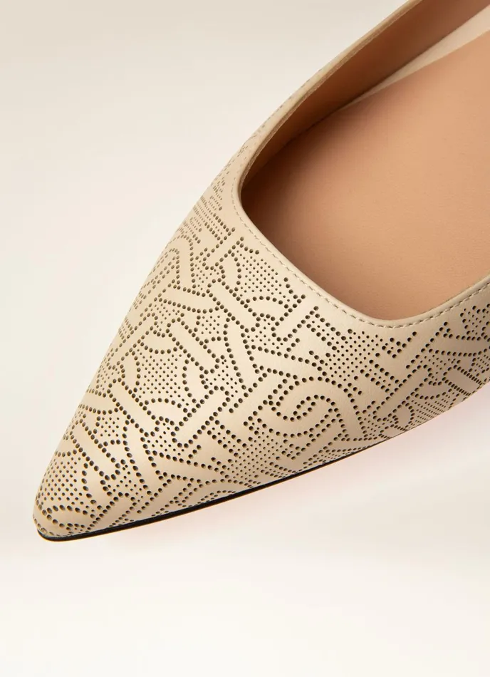 Women Bally Flats and Moccasins Elsa Flat 8211 Leather Flat Pumps In Bone