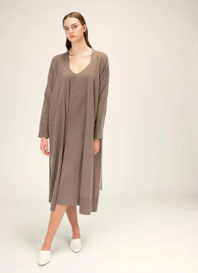 Women Bally Knitwear Long Cardigan 8211 Wool and Cashmere Sweater In Beige