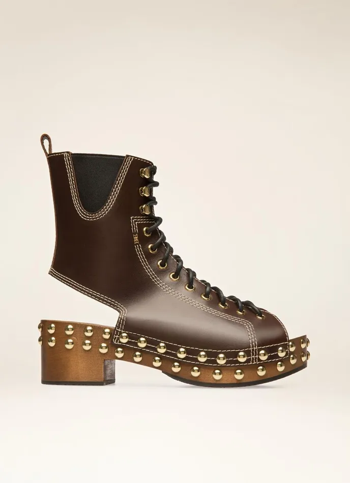 Women Bally Sandals Elena 8211 Leather Boots In Brown