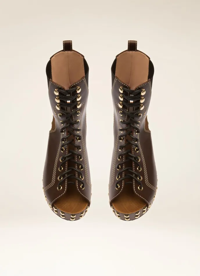 Women Bally Sandals Elena 8211 Leather Boots In Brown