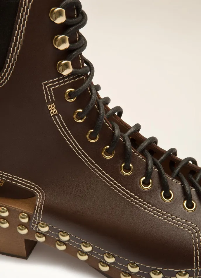 Women Bally Sandals Elena 8211 Leather Boots In Brown