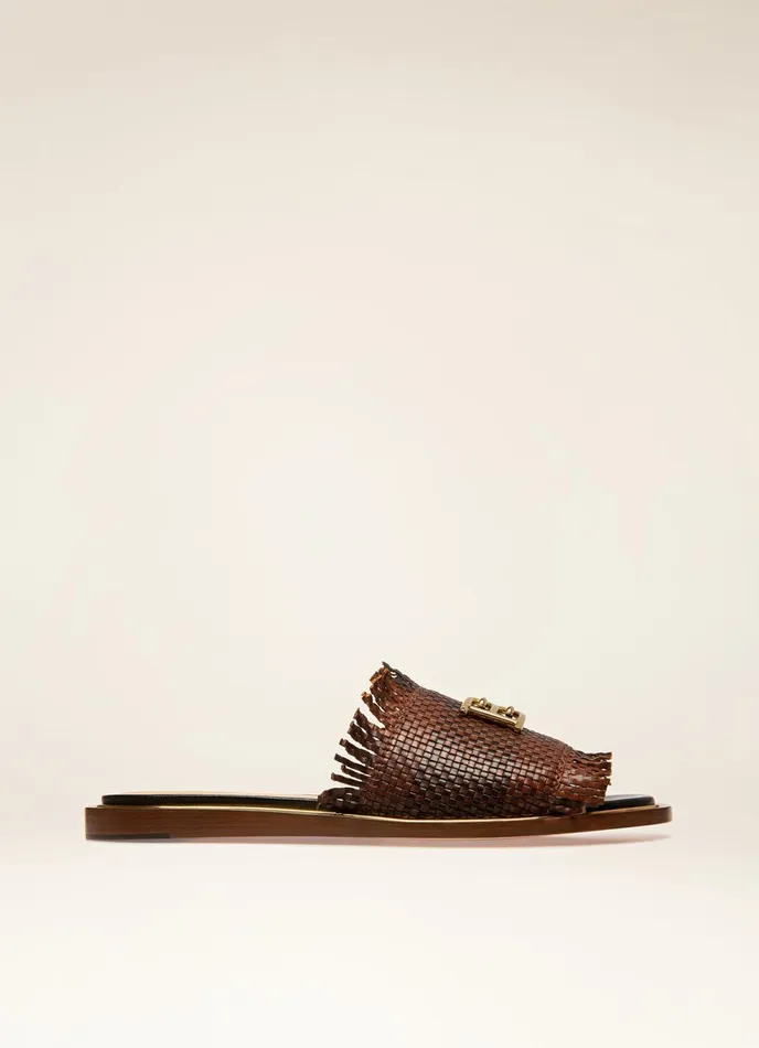 Women Bally Sandals Eloise 8211 Leather Slides In Brown and Black