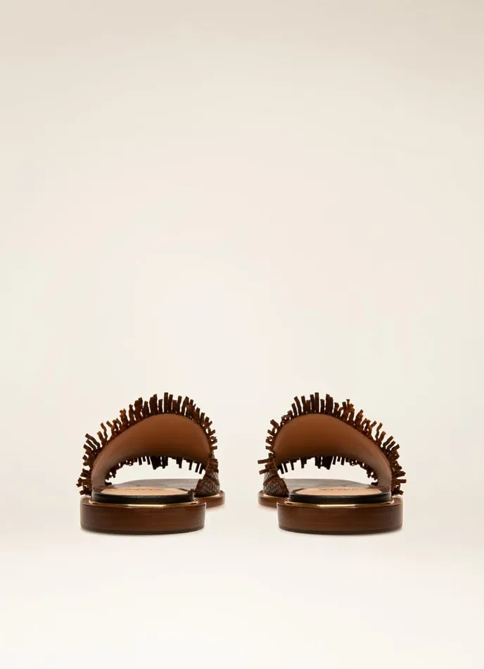 Women Bally Sandals Eloise 8211 Leather Slides In Brown and Black
