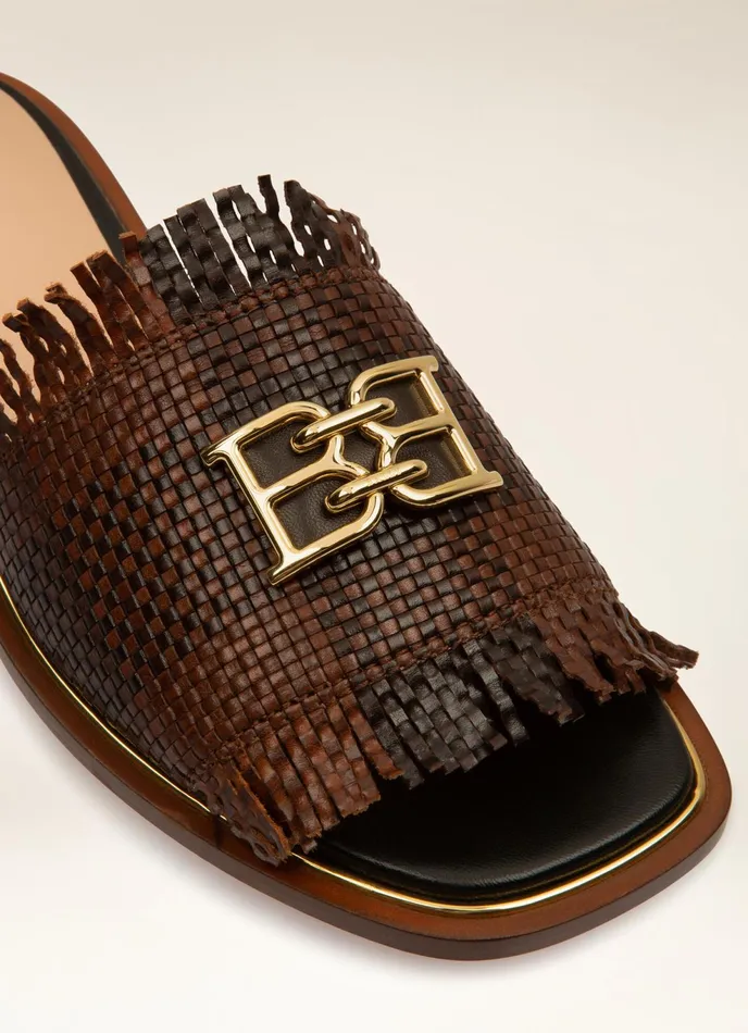 Women Bally Sandals Eloise 8211 Leather Slides In Brown and Black
