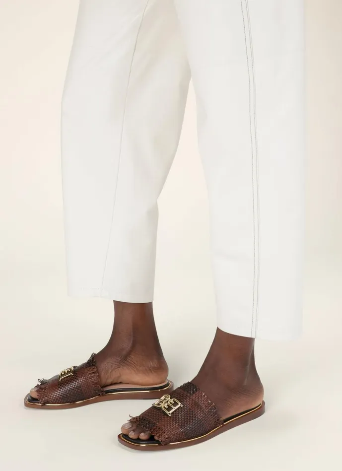 Women Bally Sandals Eloise 8211 Leather Slides In Brown and Black