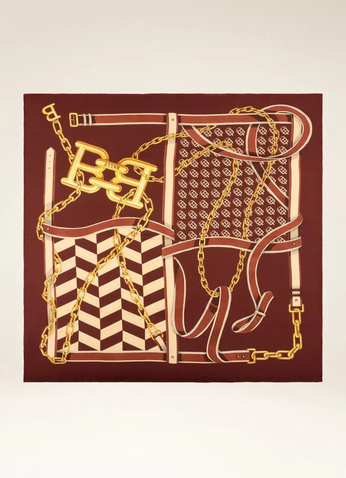 Women Bally Scarves BChain Carr 8211 Silk Scarf In Heritage Red