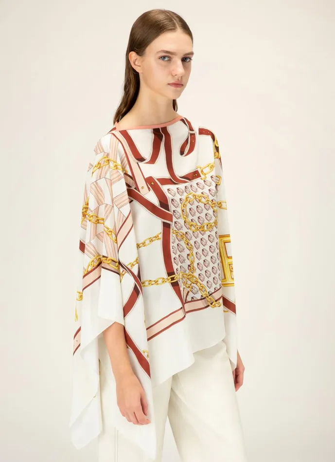 Women Bally Scarves BChain Kaftan 8211 Silk Accessory In Bone