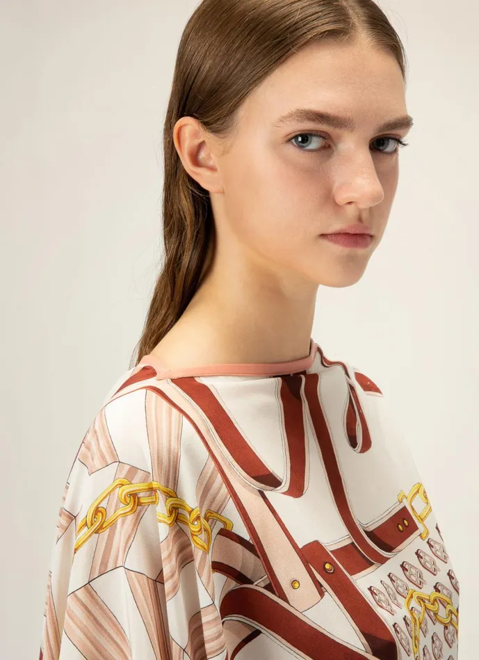 Women Bally Scarves BChain Kaftan 8211 Silk Accessory In Bone