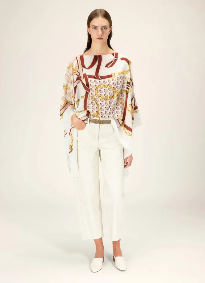 Women Bally Scarves BChain Kaftan 8211 Silk Accessory In Bone